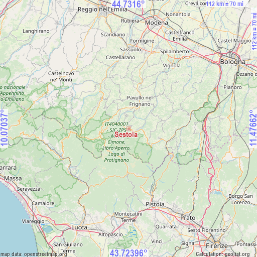 Sestola on map