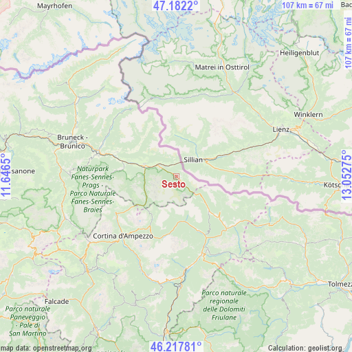 Sesto on map