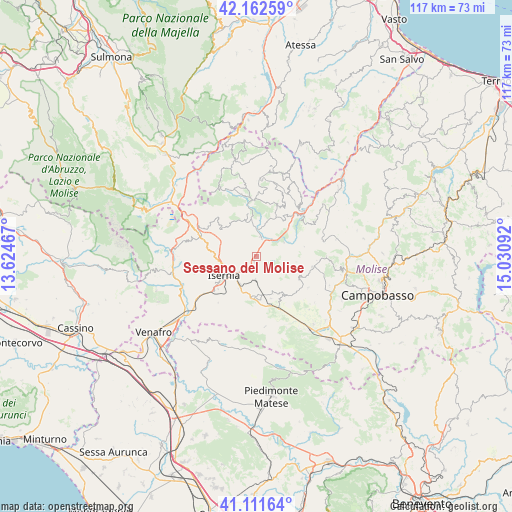 Sessano del Molise on map