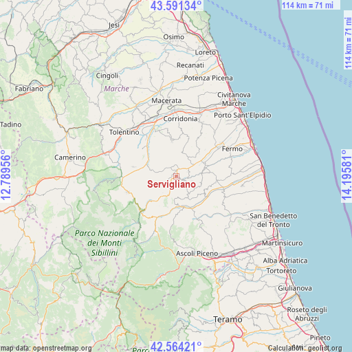 Servigliano on map