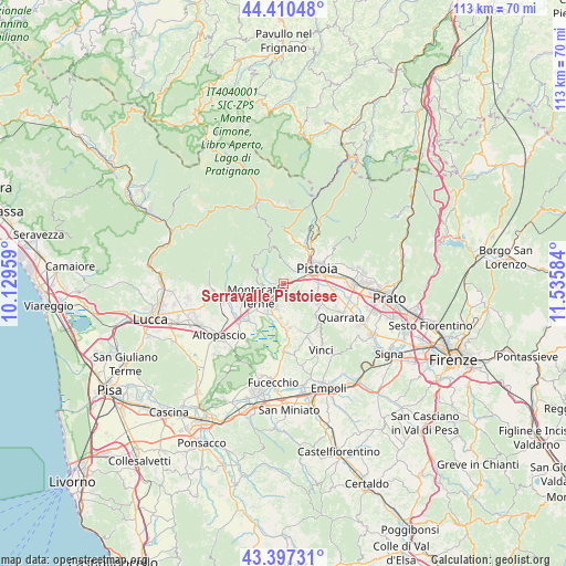 Serravalle Pistoiese on map