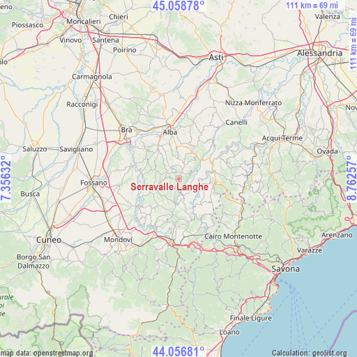 Serravalle Langhe on map