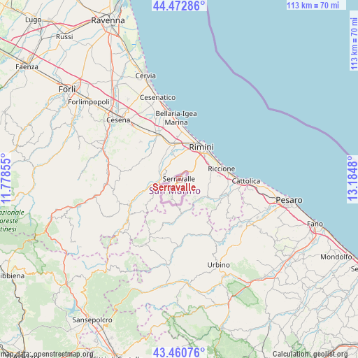 Serravalle on map