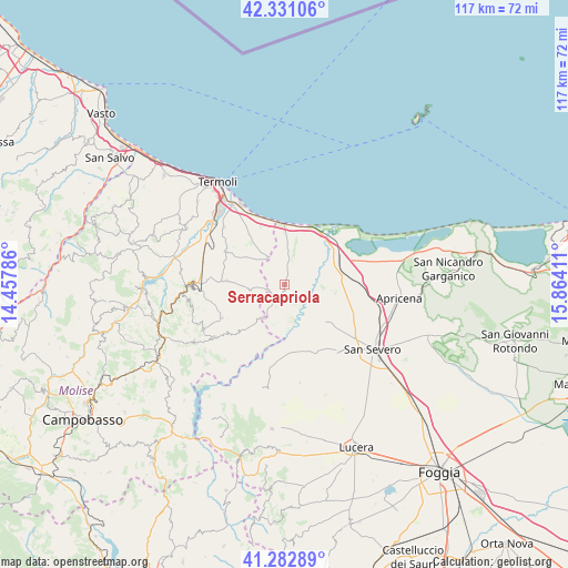 Serracapriola on map
