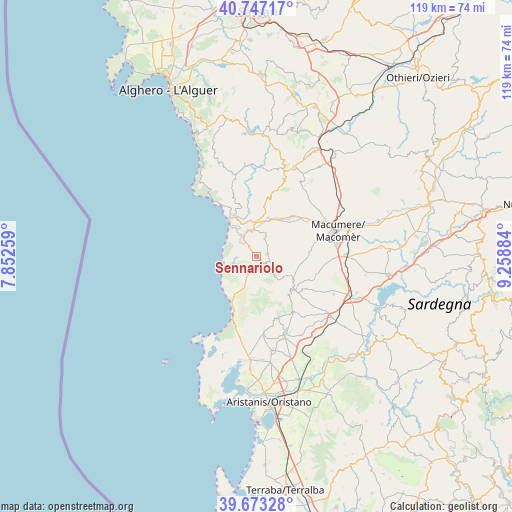 Sennariolo on map