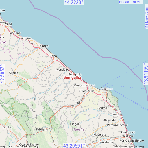 Senigallia on map