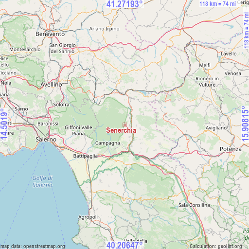 Senerchia on map