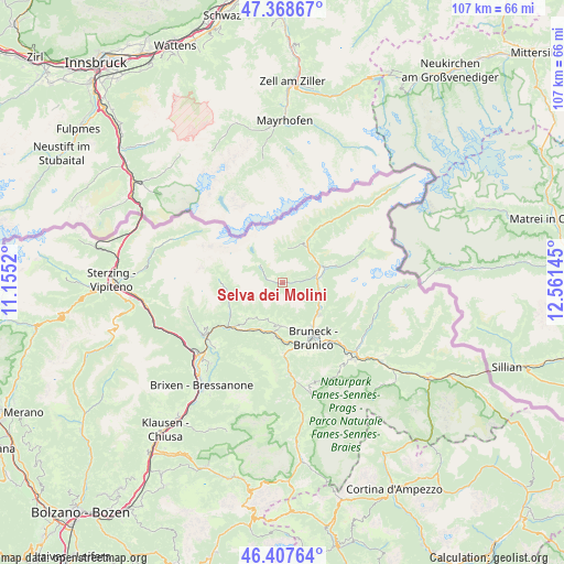 Selva dei Molini on map