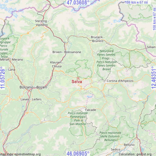 Selva on map