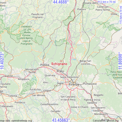 Schignano on map