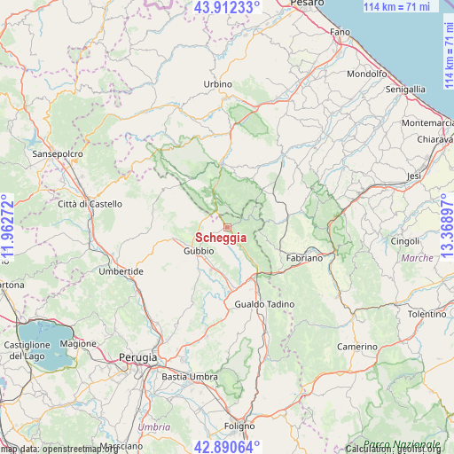 Scheggia on map