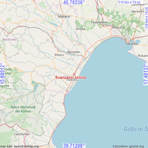 Scanzano Jonico on map