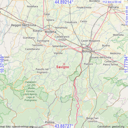 Savigno on map