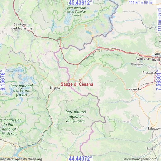 Sauze di Cesana on map