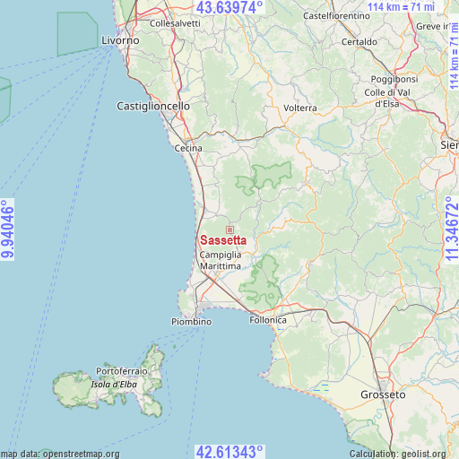 Sassetta on map