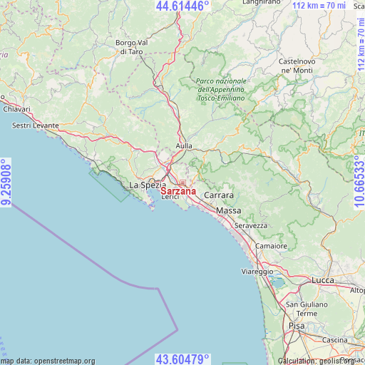 Sarzana on map