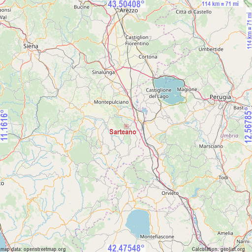 Sarteano on map