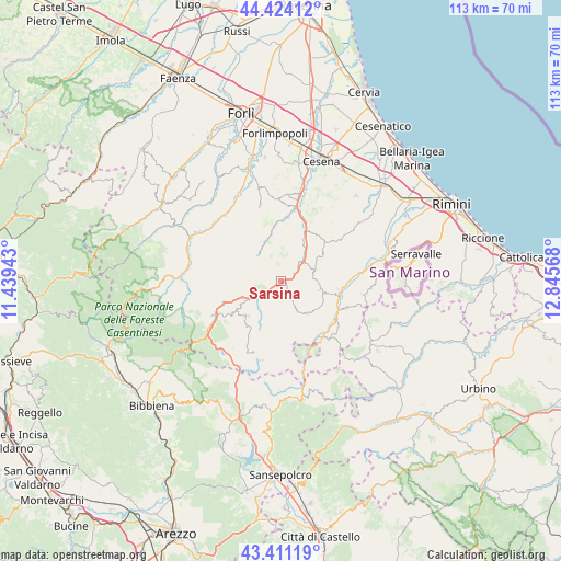 Sarsina on map