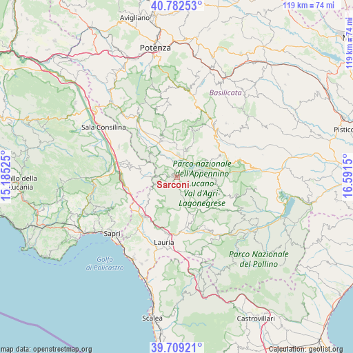 Sarconi on map