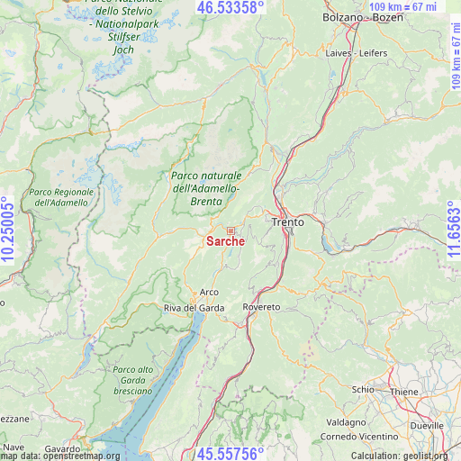 Sarche on map