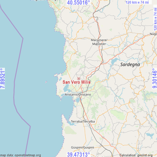 San Vero Milis on map