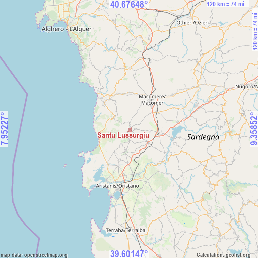 Santu Lussurgiu on map