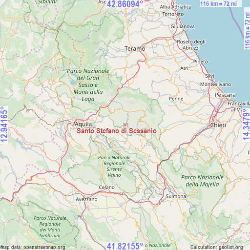 Santo Stefano di Sessanio on map