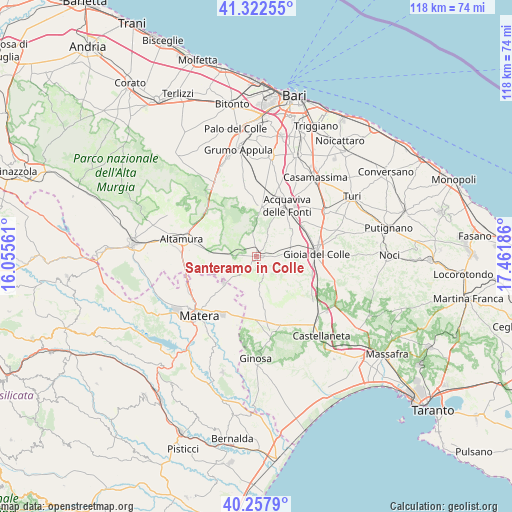 Santeramo in Colle on map