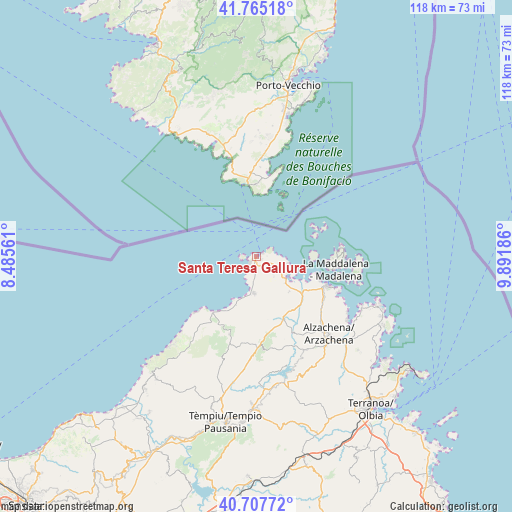 Santa Teresa Gallura on map