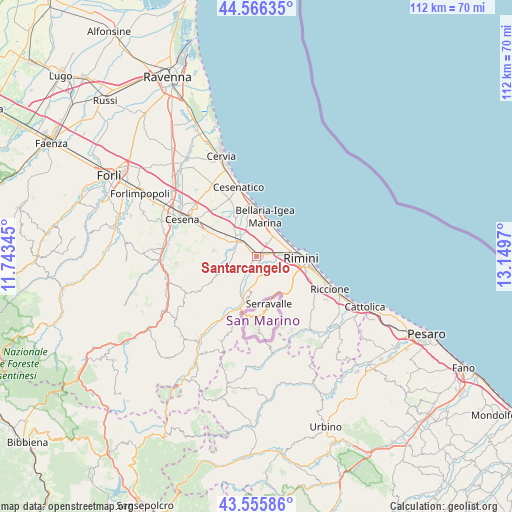 Santarcangelo on map