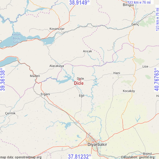 Dicle on map