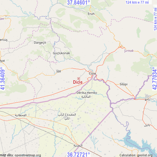 Dicle on map