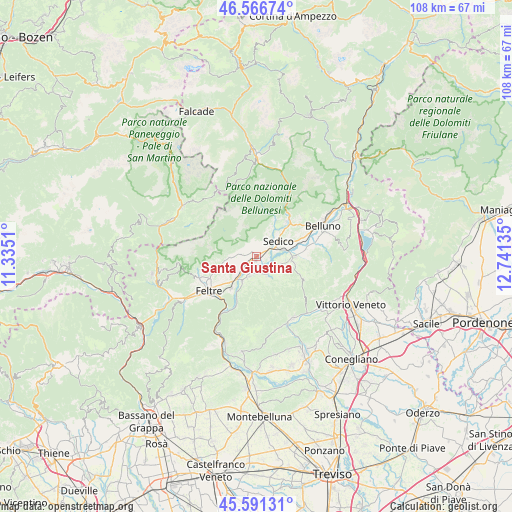 Santa Giustina on map