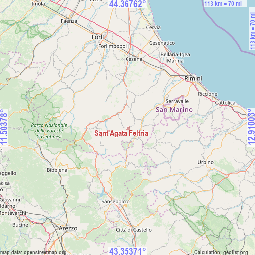 Sant'Agata Feltria on map