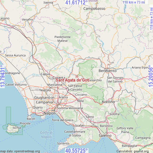 Sant'Agata de'Goti on map