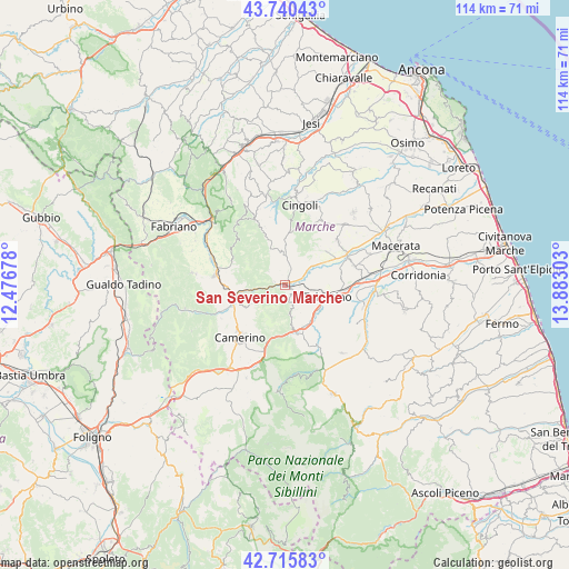 San Severino Marche on map