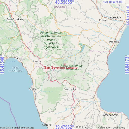 San Severino Lucano on map