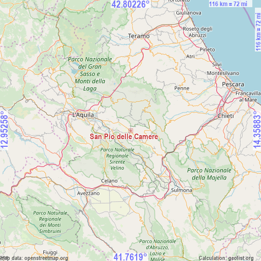 San Pio delle Camere on map