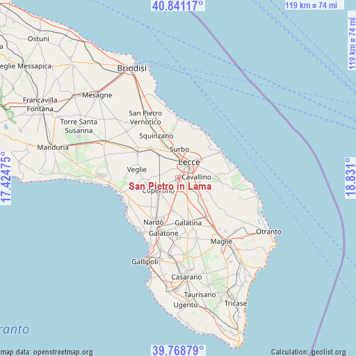 San Pietro in Lama on map