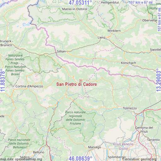 San Pietro di Cadore on map