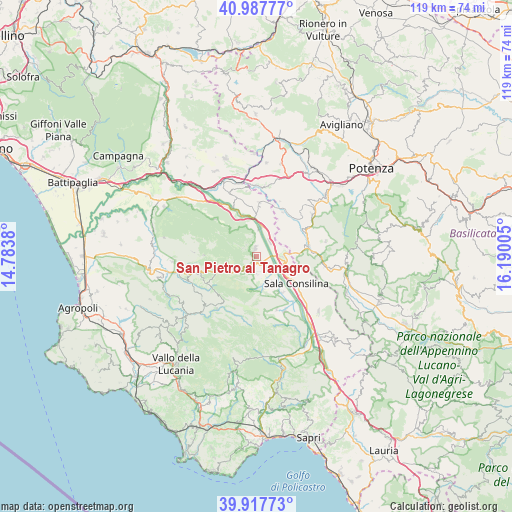 San Pietro al Tanagro on map