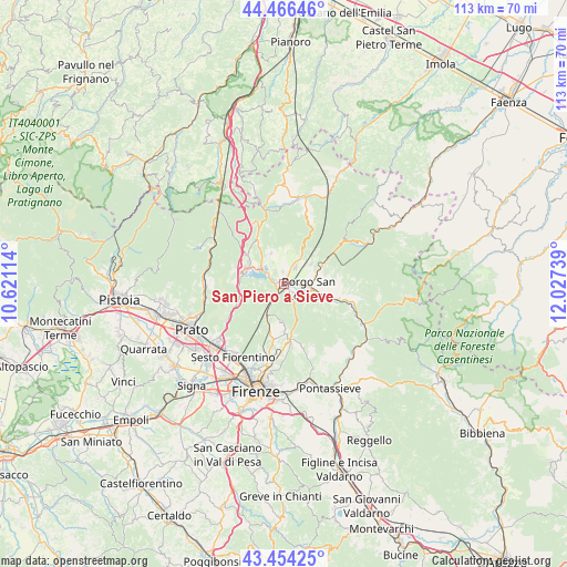 San Piero a Sieve on map