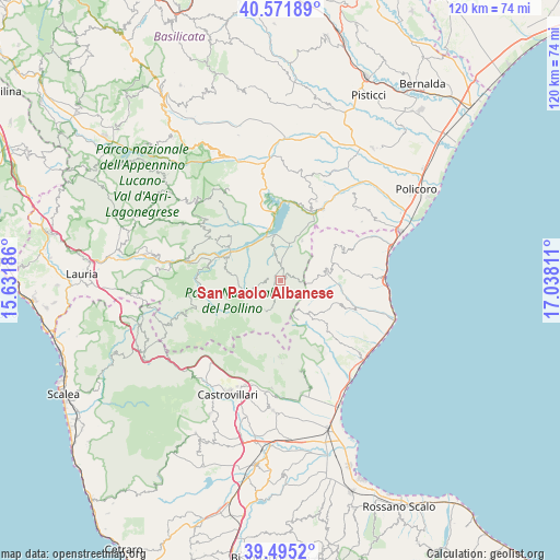 San Paolo Albanese on map