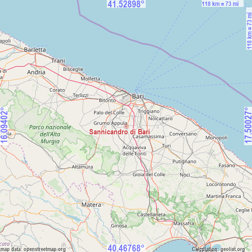 Sannicandro di Bari on map