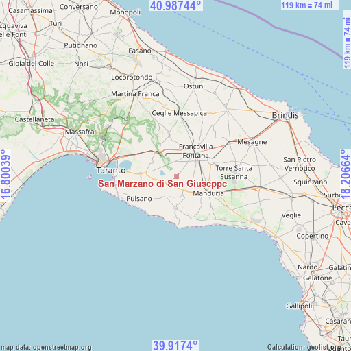 San Marzano di San Giuseppe on map
