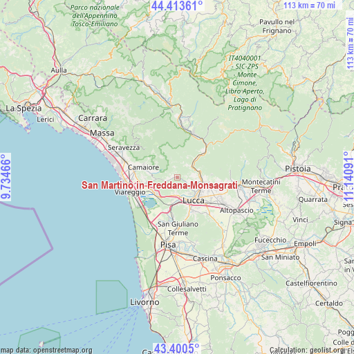 San Martino in Freddana-Monsagrati on map