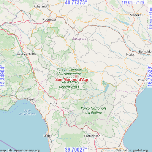 San Martino d'Agri on map