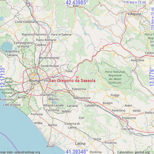 San Gregorio da Sassola on map