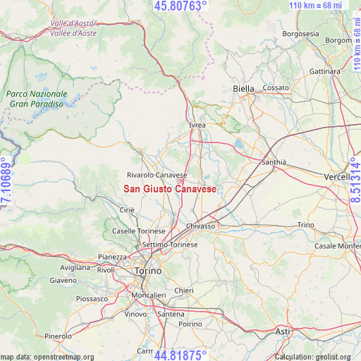 San Giusto Canavese on map