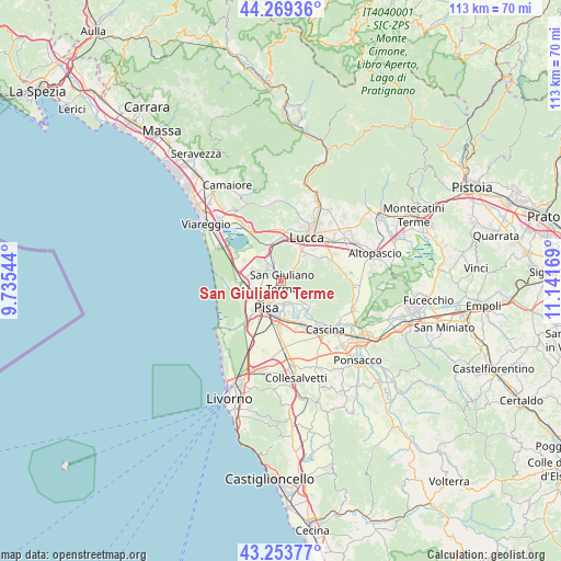 San Giuliano Terme on map